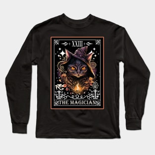 Tarot Card The Magician Mystical Black Cat Art Long Sleeve T-Shirt